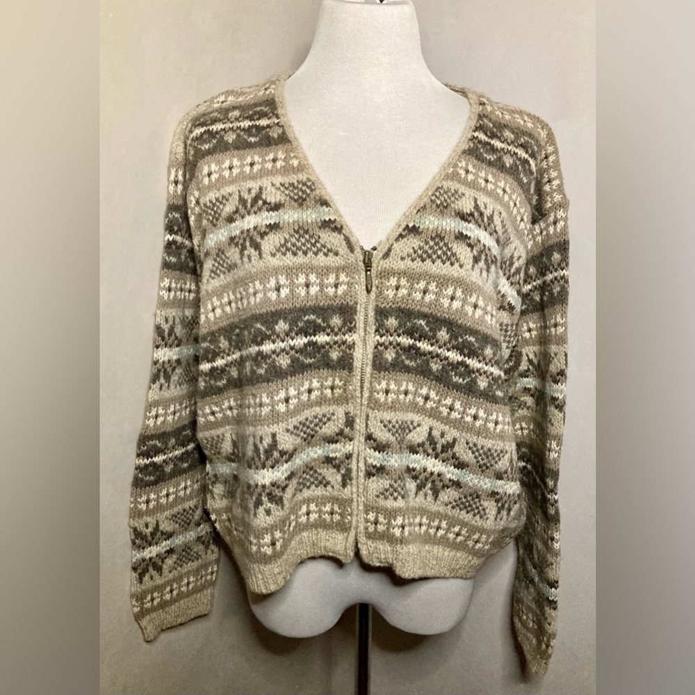 Woolrich Fair Isle Zip Cardigan-Size Large